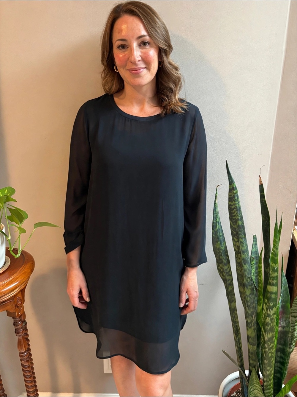Soft Surroundings Black Long-Sleeve Chiffon Tunic
#0130
